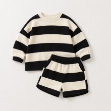 Mijn Hummeltje LittleStyle – Zacht & Comfortabel – Katoen Gestreept Comfy Set 100 (3–4 jaar) / Zwart | Educatief Speelgoed
