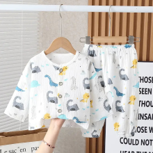 Mijn Hummeltje Mini Fashion™   Luchtig Materiaal   Linnen Kleding Set Wit   Dinosaurus / 100 (2 3 jaar) | Educatief Speelgoed