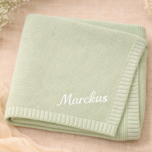 Mijn Hummeltje Personalized Baby Blanket – Zacht & Uniek – Katoenen Gepersonaliseerd Geborduurde Deken Lichtgroen / Wit | Educatief Speelgoed