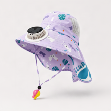 Mijn Hummeltje HappyShade – Zonbescherming & Koeling – Kinder Zomer Hoed met Ventilator Paars | Educatief Speelgoed