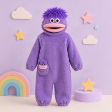 Mijn Hummeltje LittleMonster – Comfortabel & Schattig – Kinder Onesie met Grappig Monsterontwerp Paars / 100 (6–9 jaar) | Educatief Speelgoed