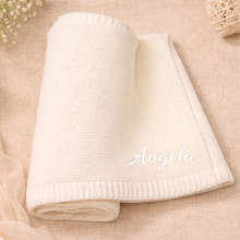 Mijn Hummeltje Personalized Baby Blanket – Zacht & Uniek – Katoenen Gepersonaliseerd Geborduurde Deken Wit / Wit | Educatief Speelgoed