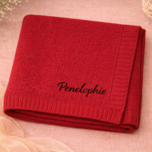 Mijn Hummeltje Personalized Baby Blanket – Zacht & Uniek – Katoenen Gepersonaliseerd Geborduurde Deken Rood / Zwart | Educatief Speelgoed