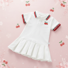Mijn Hummeltje PetitJoy – Comfortabel & Stijlvol – Polo Jurk met Kersenprint Wit / 140 (7–8 jaar) | Educatief Speelgoed