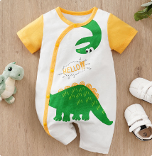 Mijn Hummeltje Mini Fashion™   Comfort Voor Elke Nacht   Pyjama Bodysuit korte mouwen 80 (9 12 maanden) / Hallo Dino | Educatief Speelgoed