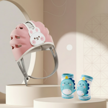Mijn Hummeltje MiniShield – Licht & Ademend – Hoofdbeschermer voor Kinderen Konijn / Lichtblauw + 2x kniestukken | Educatief Speelgoed