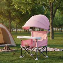 Mijn Hummeltje Toddler Camping Chair™   Comfortabel kamperen voor kinderen   Kampeerstoel Roze met zonneklep | Educatief Speelgoed