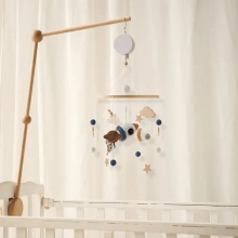 Mijn Hummeltje LittleNest – Natuurlijke Rust – Houten Babymobiel Ruimte + Ophangarm | Educatief Speelgoed
