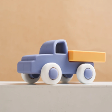 Mijn Hummeltje Mini Motion™ – Rollen & Bijten – Silicone Voertuig Speelgoed Donker Blauwe Truck | Educatief Speelgoed