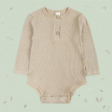 Mijn Hummeltje SnuggleHue – Zacht & Comfortabel – Regenboog Baby Rompertje Beige / Neutraal Rib   Lange mouwen / 80 (9–12 maanden) | Educatief Speelgoed