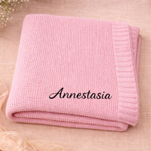Mijn Hummeltje Personalized Baby Blanket – Zacht & Uniek – Katoenen Gepersonaliseerd Geborduurde Deken Roze / Zwart | Educatief Speelgoed