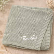 Mijn Hummeltje Personalized Baby Blanket – Zacht & Uniek – Katoenen Gepersonaliseerd Geborduurde Deken Olijfgroen / Wit | Educatief Speelgoed