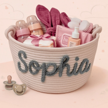 Mijn Hummeltje CuddleBasket – Schattig & Persoonlijk – Gepersonaliseerde Luiermand S (21x18cm) / Grijs | Educatief Speelgoed