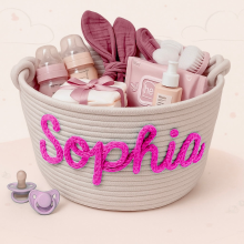 Mijn Hummeltje CuddleBasket – Schattig & Persoonlijk – Gepersonaliseerde Luiermand S (21x18cm) / Rosé | Educatief Speelgoed