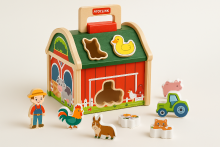 Mijn Hummeltje Farm Sort™ – Kleur & Vormplezier – Houten Boerderij Sorteerspel | Educatief Speelgoed