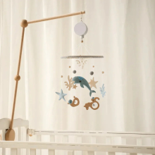 Mijn Hummeltje LittleNest – Natuurlijke Rust – Houten Babymobiel Zeebodem + Ophangarm | Educatief Speelgoed