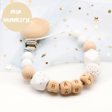 Mijn Hummeltje Woods™   Gepersonaliseerde Fopspeen ketting Wit | Educatief Speelgoed