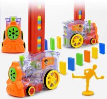 Mijn Hummeltje Domino Train™ | Zonder frustratie spelen met domino   Automatische Stenenlegger Domino trein + 100 stenen | Educatief Speelgoed