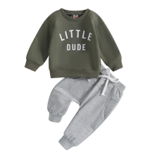 Mijn Hummeltje Mini Fashion™   Stoere 'Little Dude' Set Katoen Leger groen / Maat 110 (2 3 jaar) | Educatief Speelgoed