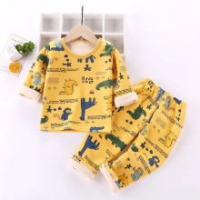 Mijn Hummeltje Mini Fashion™   Kinder Cartoon Fleece Pyjama Geel   Dino's / Maat 130 (6 7 jaar) | Educatief Speelgoed