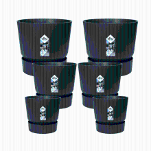 5X Pot elho Greenville zwart (2x D30xH28, 1x D24xH23, 2x D14xH13)