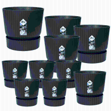 10X Pot elho Greenville zwart (5x D14x13, 1x D24xH23, 3x D30xH28, 1x D39xH37)