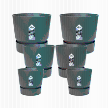 5X Pot elho Greenville groen (2x D30xH28, 1x D24xH23, 2x D14xH13)