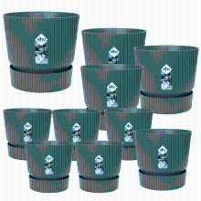 10X Pot elho Greenville groen (5x D14x13, 1x D24xH23, 3x D30xH28, 1x D39xH37)