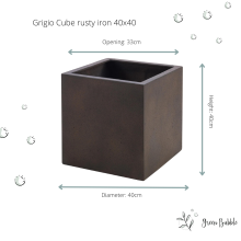 Green bubble Pot Grigio cube rusty iron