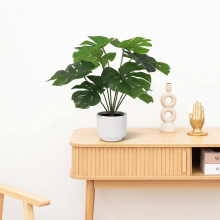 Kunst Monstera Deliciosa inclusief witte pot   50cm