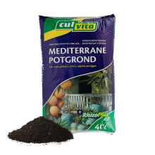 Culvita   Mediterrane Potgrond 40 Liter inclusief RhizoPlus   potgrond mediterrane planten o.A. Geschikt voor olijfbomen, citrus en palmen