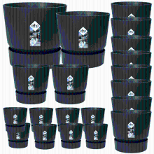 20X Pot elho Greenville zwart (8x D14x13, 2x D24xH23, 8x D30xH28, 1x D39xH37, 1x D47xH44)