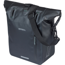 Basil Enkele Fietstas Rivo Tarpaulin M MIK Hooks 12 15L Zwart
