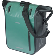 Basil Enkele Fietstas Rivo Tarpaulin M MIK Hooks 12 15L Zilvergroen/Zwart