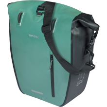 Basil Enkele Fietstas Rivo Tarpaulin L MIK Hooks 25 31L Zilvergroen/Zwart