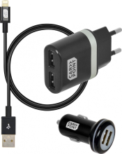 Carpoint Laderset Micro USB en Apple 8 pin   12V/24V en 230V