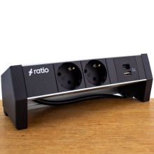 Ratio Bureau Stekkerdoos Desk Top Plus, 2xSchuko + USBA/USB C 4.2A   0,6m Prolink kabel