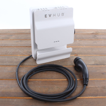 EVHUB Laadstation type 2, 16A, 1 of 3 fase, 3 meter rechte laadkabel   Wit
