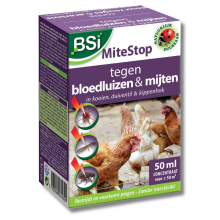 BSI Mitestop 50ml Concentraat   Bestrijding van rode bloedluizen/mijten/etc bij kippen, duiven en vogels