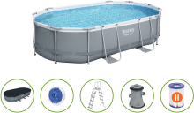 Bestway Power Steel opbouwzwembad   ovaal   L488 x B305 x H107 cm