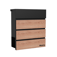 Practo Garden brievenbus   Cannes   mat zwart met houtlook   41x37x13cm