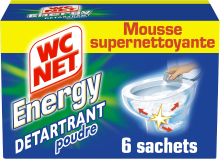 WC Net Energy wc poeder voor ontkalking   6 x 60 gram   Superreinigend schuim