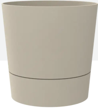 Elho Foss Rond 30 cm Bloempot   Paddenstoel Beige   Luxe Ronde Pot met 2,8L Reservoir