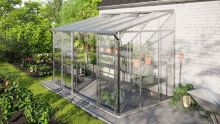 Vitavia Ida muurserre 6,5m² met veiligheidsglas   Aluminium   Met dubbele schuifdeur (B120 cm) en fundering