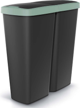 Prosperplast Keden Compacta Q Duo Vuilnisbak   Heldergroen/Zwart   50 Liter   Dubbel deksel