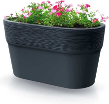 Prosperplast Furu Case Bloempot   L27,5 x B14 x H15 cm   Geribbeld design   Antraciet