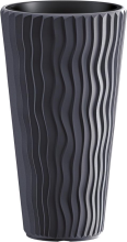 Blokker.Nl Prosperplast Sandy Slim Hoge Bloempot   Antraciet   70,8 cm hoog   Met binnenpot