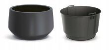 Prosperplast Heos Bloempot   Ø 39 cm   Antraciet   Incl. Inzet