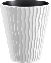 Blokker.Nl Prosperplast Bloempot Sandy Waves   Met Binnenpot   Wit (Ø39 x H43 cm)