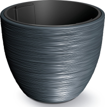 Prosperplast Furu Stripes Bloempot   Antraciet   Ø 47 cm   Met binnenpot